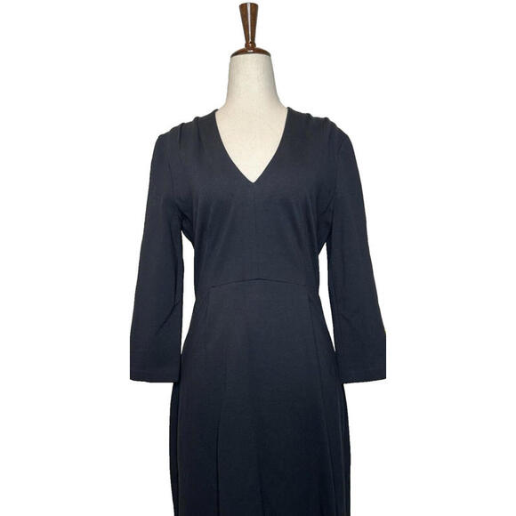 Kate Spade Darlene Dress 4 V Neck A Line Little Black Dress 3/4 Sleeve Pintuck - Picture 3 of 9